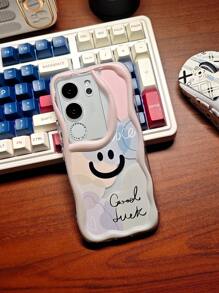 1pc Cute Morandi Color Gradient Smiling Face Simple Creative Cartoon Rainbow Color Painting, Transparent Full-Coverage Anti-Drop 3D Wavy Soft Shell, Compatible With TECNO Spark/Go/8C/9/10/10C/PRO/Camon/20/2022/2023/2024/Infinix/Smart/6/7/Pop/Pro/Hot/12/I/Play/30/Note/Vip Phone Case