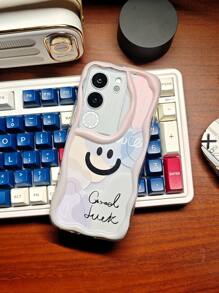 1pc Cute Morandi Color Gradient Smiling Face Simple Creative Cartoon Rainbow Color Painting, Transparent Full-Coverage Anti-Drop 3D Wavy Soft Shell, Compatible With TECNO Spark/Go/8C/9/10/10C/PRO/Camon/20/2022/2023/2024/Infinix/Smart/6/7/Pop/Pro/Hot/12/I/Play/30/Note/Vip Phone Case