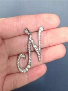 1pc Cubic Zirconia Letter Pendant Necklace