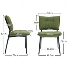 DYHOME Set van 2 leren eetkamerstoelen, metalen poten, eetkamerstoelen zonder armleuningen