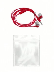 3.5mm Earphone With In-Ear Silicone Ear Cap And Mic, Wired Control Compatible With Apple/Android Devices - Red - View 8