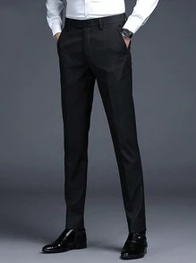 Pantalones largos formales negros para hombre, pantalones de caballero