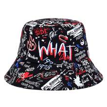 1pc Men's 'WHAT' Graffiti Bucket Hat, Fashionable Bucket Hat For Casual Wear, Spring/Autumn, Beach And Party Men's Sun Hat Summer Hat, Suitable For Summer Outdoor Activities Such As Hiking And Fishing
