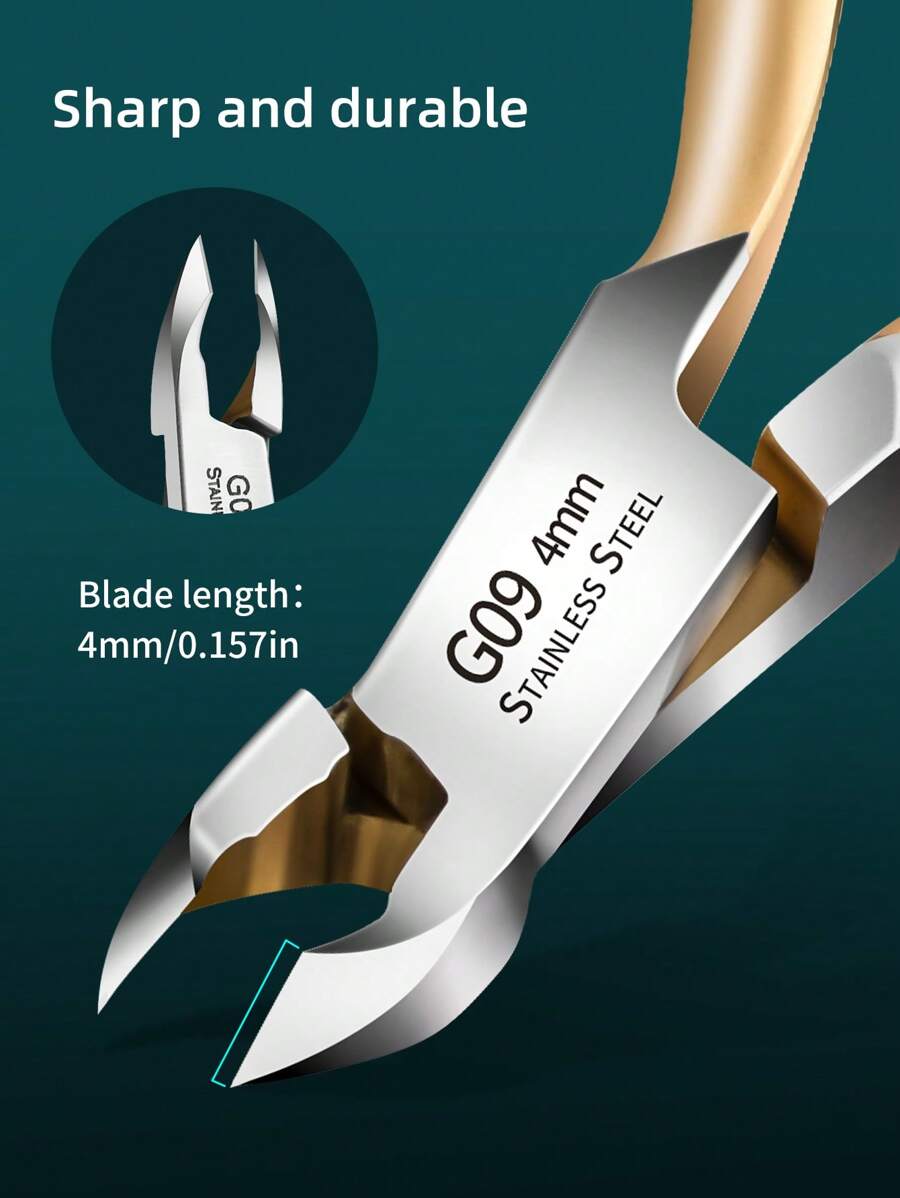 1pc Gold Japanese Style Cuticle Nipper, Stainless Steel Cuticle Trimmer