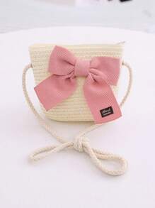 1set Cute Bowknot Sun Hat For Girls, Summer Bucket Hat For Baby, Princess Sunbonnet With Large Brim And Matching Bag