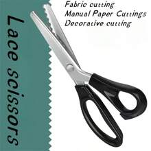 1pc Stainless Steel Lace Scissors, Triangle/Wave/Crescent Teeth Shape, DIY Sewing Fabric Clothing Handicraft Fabric Lace Scissors Back To School