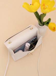 Fashionable Versatile Geometric Pattern Flip Lock Closure Square Shoulder Messenger Bag, Summer - White - View 6