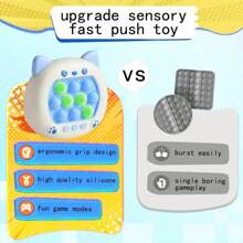 Quick Push Pop Game Fidget Toys Pro For Kids Adults, Handheld Game Fast Puzzle Game Machine, Push Bubble Stress Toy, Relief Party Favors - Blue - View 4