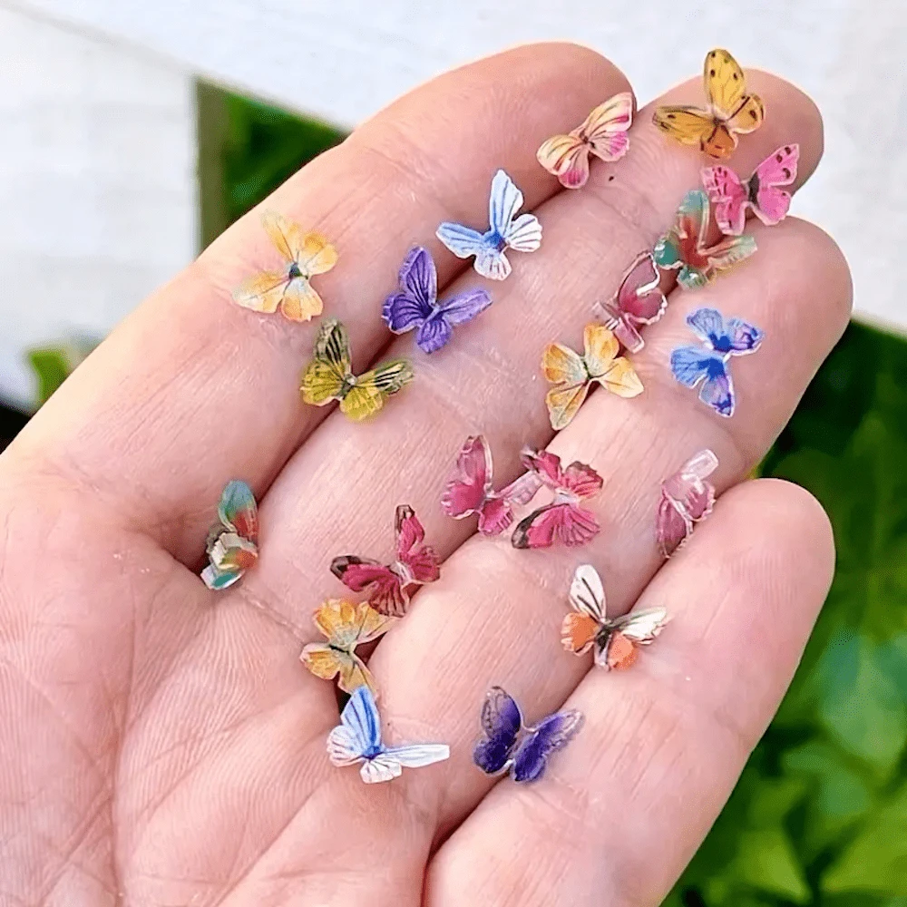 48pcs Mini Acrylic 3D  Butterfly Nail Art Decorations, Fresh Style DIY Nail Decorations - Multicolor - View 1