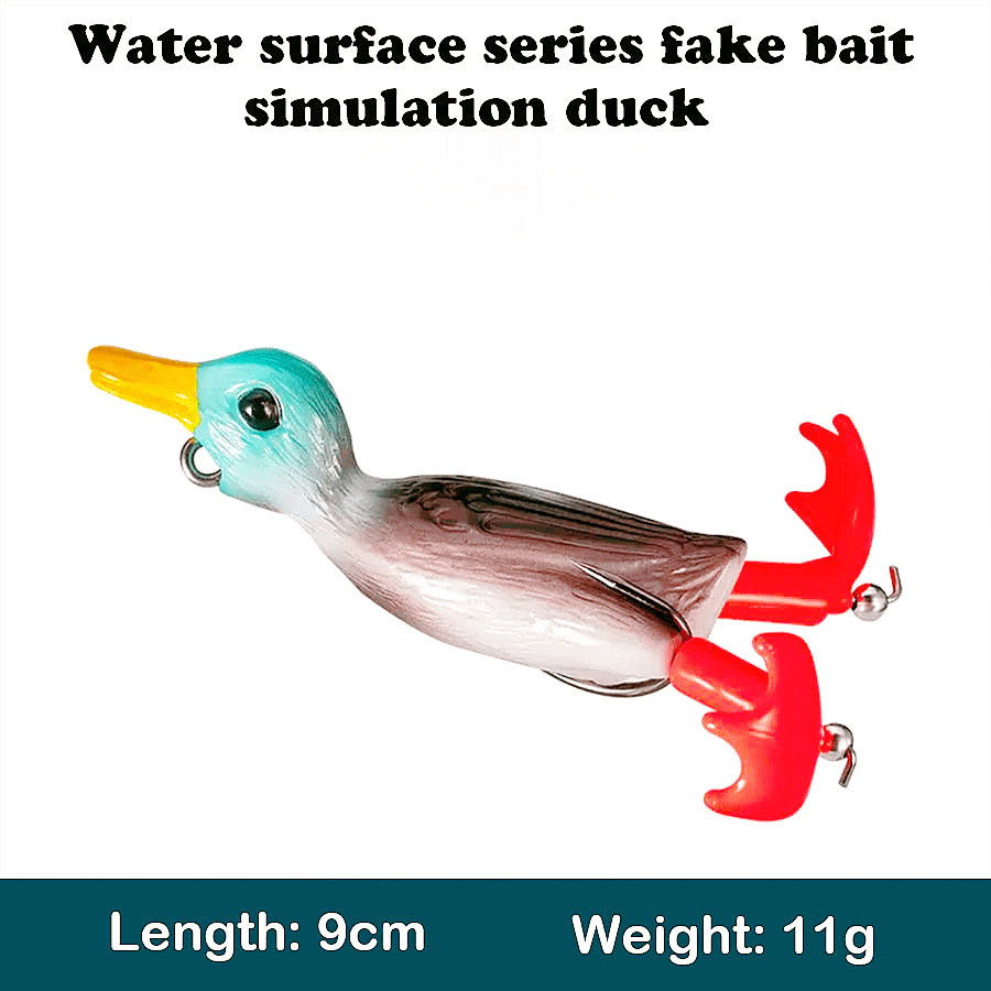 Topwater Fishing Lures Including Rotating Duck, Spinning Frog And