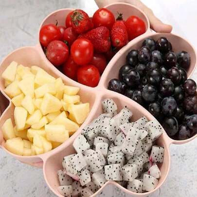 1 đĩa khai vị, đĩa chia ngăn không vỡ đựng khoai tây chiên và nước chấm, khay hình trái tim 4 ngăn dùng để đựng các loại hạt, kẹo, trái cây khô, salad, đồ ăn nhẹ, đồ dùng nhà bếp, quà Giáng sinh