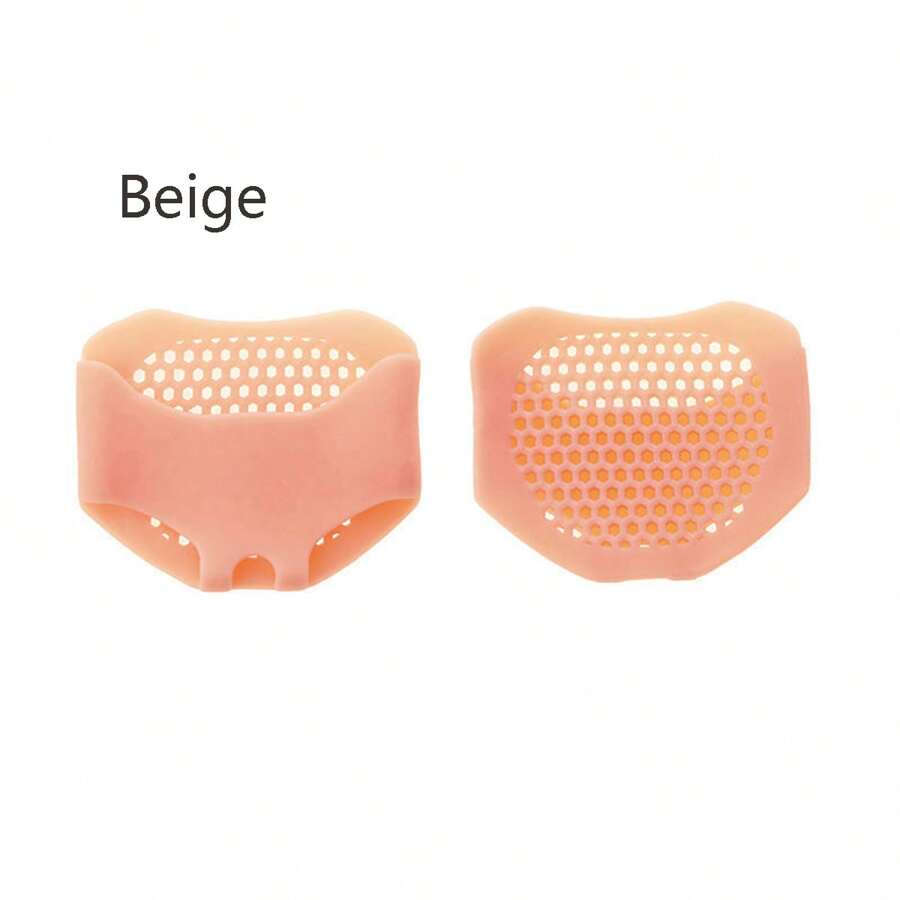 單個凝膠前腳墊女性疼痛緩解鞋墊，防滑緩震蜂窩矽膠條插入高跟鞋 - 米色 - 查看 1