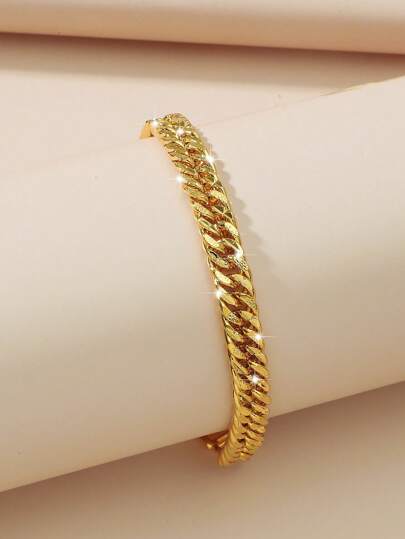 1pc Classic Fashionable Gold Plated Bracelet Suitable For Daily Wear By Men And Women