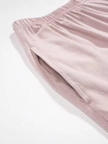 2pcs Women's Modal Pajama Set, Short Sleeve Top & 3/4 Pants, Soft And Comfortable Loungewear