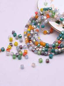 4mm 100pcs/Lot Pink Purple Cube Czech Crystal Glass Beads Cube Square Glass Loose Space Beads For Jewelry Making DIY Handmade