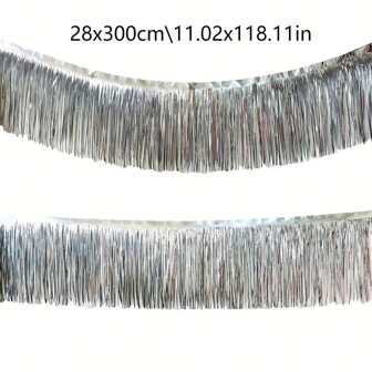 28厘米*3米铝箔流苏窗帘适用于生日派对装饰背景闪亮雨丝门帘，
