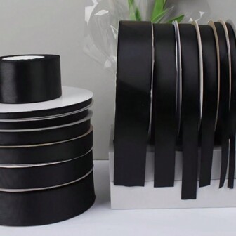 25 Yards Black Satin Ribbon For Gift Box Wrapping DIY Handcrafting Bowknot/Pulls/Weave/Border, Back To School Valentine Day