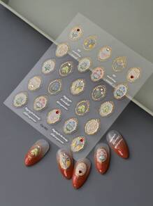 1pc New Craft 5D Rhinestone Butterfly Nail Sticker, 3D Relief Gold Hot Stamping Nail Art Decoration, Waterproof, Self-Adhesive, DIY Nail Stickers