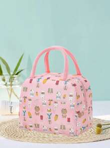 New Fashion Large Capacity Pink Handbag, Cute Cartoon Animal Print Tote Bag - Pink - View 2
