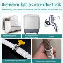 1pc Multi-Functional Water Hose, Faucet Extension Tube, Suitable For Washing Machine Water Inlet/Outlet, Home Use Water Draining Tube, Outdoor Thickened Anti-UV Air Conditioner Drainage Pipe, Reinforced Large Diameter, Kitchen, Bathroom, Outdoor, Air Conditioner Water Inlet/Outlet Hose - White - View 8