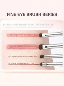 4支装精密马毛眼线刷套装，便携式眼妆工具包，轻松打造各种眼妆造型，日常或旅行必备，包含眉刷、眼影刷等，赠品 - 黑色 - 查看 2