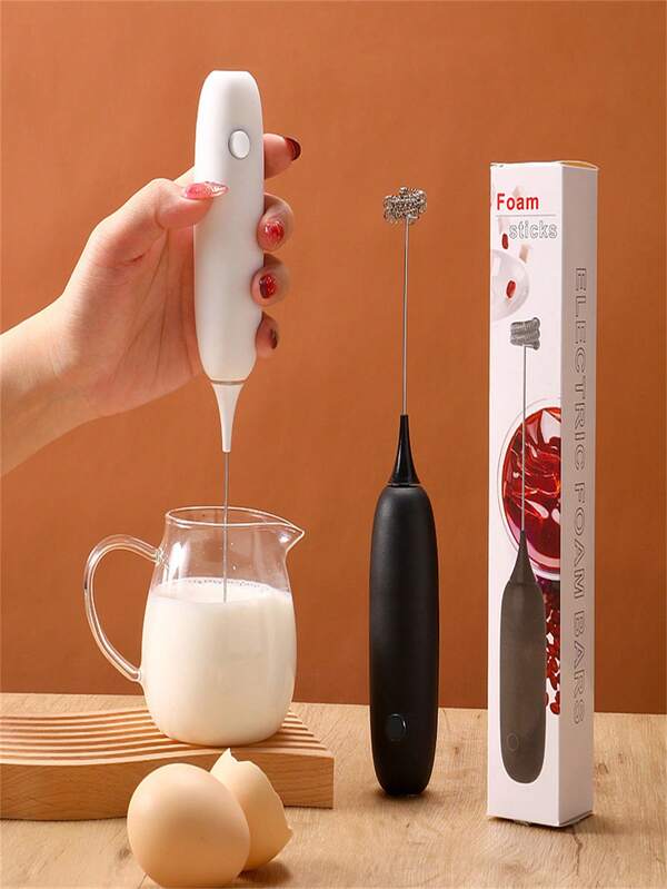 Handheld Straight Handle Milk Frother, Battery-Operated Whisk, Portable Baking Tool, Best For Coffee, Cappuccino, Latte