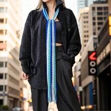 1條多功能彩虹女士絲巾，時尚而多用途，皮膚友好且舒適，可作為圍巾、頭帶、腰帶或束帶，適合日常穿著和派對裝飾 - 彩色 - 查看 14