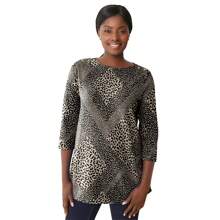 Jessica London Women's Plus Size Stretch Cotton Boatneck Tunic