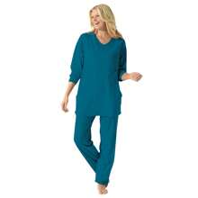 Dreams & Co. Plus Size Petite 2-Piece Lounge Set - 深青色 - 查看 1