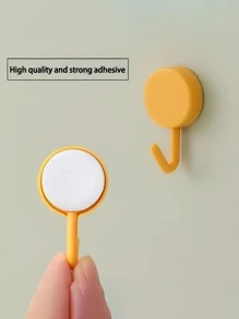 12pcs Random Color Self-Adhesive Hooks: Waterproof & Oil-Proof Wall Hangers Without Nails - Perfect For Hanging In Office, Bathroom & Kitchen! Storage