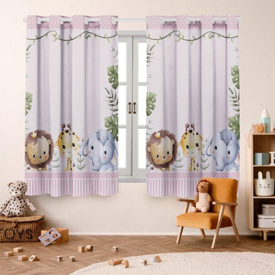 Curtains - Safari Trẻ Em Màu Hồng - Xem 1