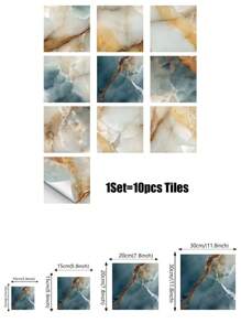 10pcs Home Decoration Wall Stickers PVC Tile Stickers For Bedroom, Bathroom And Kitchen - Multicolor - View 3