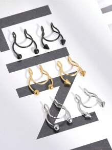 1pc Fashionable Stainless Steel Cone Shaped U Divider Fake Nose Ring Horseshoe Hoop Clip Jewelry - Multicolor - View 1