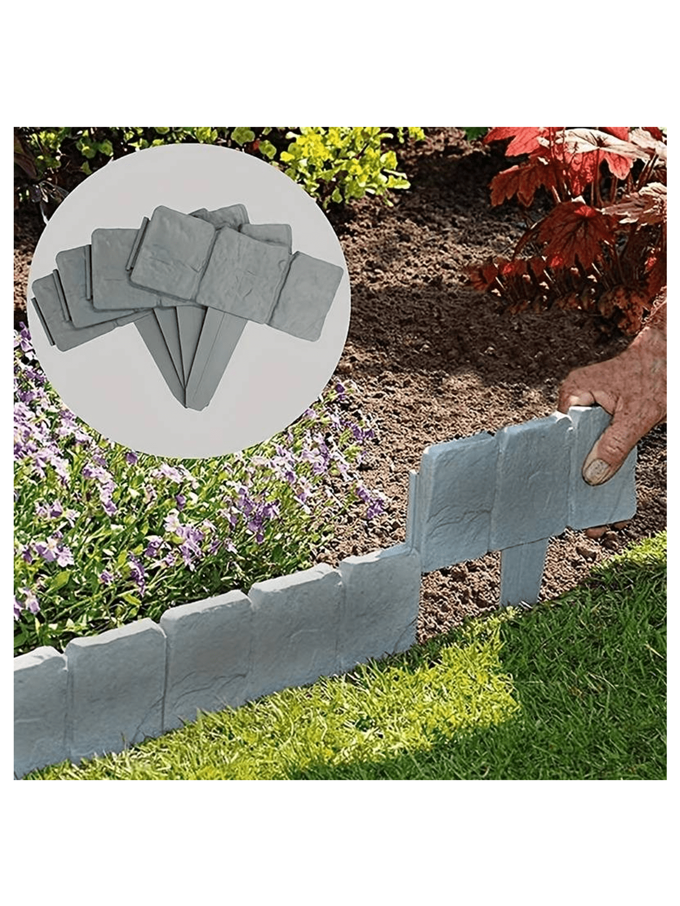 20pcs COBBLE STONE Garden Border Lawn Edging Garden Landscape Edging