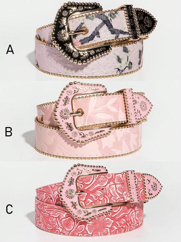 1 قطعة إبزيم معدني مزخرف بطراز غربي قديم بنقوش زهرية، ذو تصميم غير متماثل عشوائي بتأثير لامع متعدد الألوان، إكسسوار متعدد الاستخدامات للارتداء اليومي في الصيف والمدرسة والخريف وعيد الهالوين