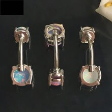Thương hiệu mới 1.6x11 Thanh Opal Gem Rốn Xỏ Khuyên Bụng 14G Xỏ Khuyên Cơ Thể Rốn Trang Sức Gợi Cảm Xỏ Khuyên Nữ Nombril - Thanh 1,6x11mm - Xem 2