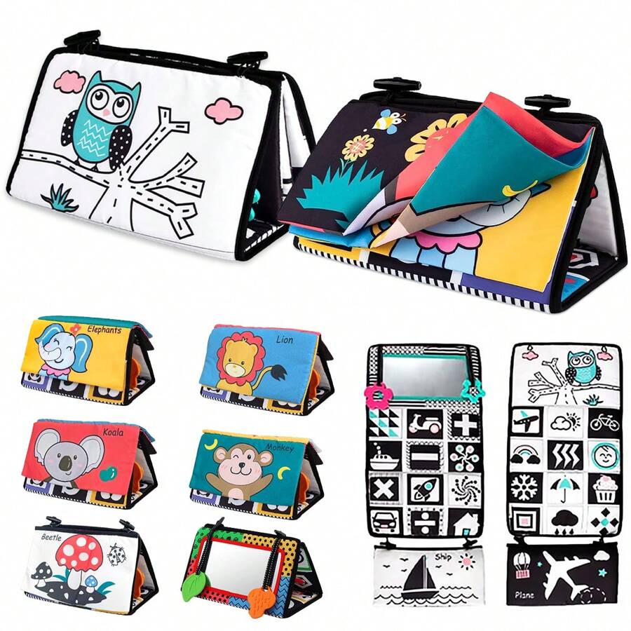 Baby Mirror Toys With Teethers, Double Black And White High Contrast