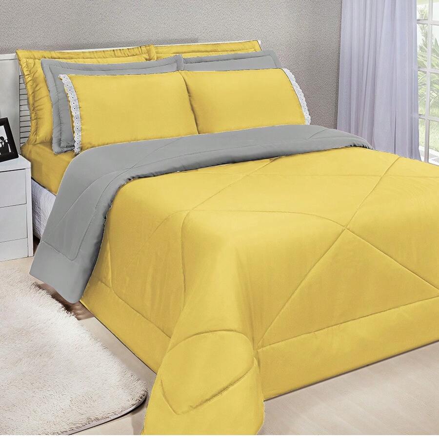 Comforters - Yellow / Gray - View 1