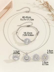 5 Chiếc Hàng Mới Về Châu Âu & Mỹ Tối Giản Hình Học Dát Kim Cương Giả Nhẫn, Bông Tai, Vòng Tay, Mặt Dây Chuyền Vòng Cổ Và Xương Đòn Dây Xích - Phong cách 2 - Xem 3