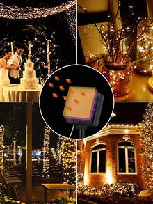 1入組50/100 LED太陽能戶外防水燈，附8種模式銅線仙女燈串，適用於派對婚禮庭院花園草坪路徑太陽能燈，節慶裝飾 - 暖黃色 - 查看 3