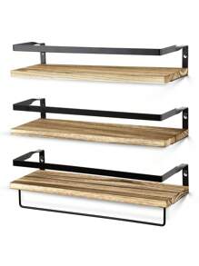 Juego de 3 estantes flotantes montados en la pared - Beis - Ver 3