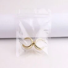 歐美極簡風格C字形幾何耳環，時尚百搭耳釘，金屬光澤耳環，獨特設計珠寶 - 金色 - 查看 4