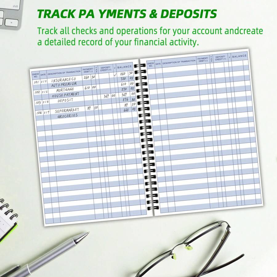 1pc Check Register Personal Checkbook - Ledger Transaction Registers Log For Personal/Business 