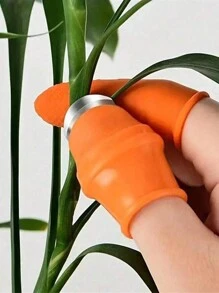 6pcs Thumb Cutter Garden Tool Set, Including Pruner, Thumbscrew, Vegetable Separater And Finger Tool, Multi-Functional Kitchen Knife, Garden Supplies - Orange - View 5