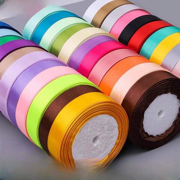25 mètres Ruban satin rose de 2 cm de largeur pour mariage, emballage de cadeaux, décoration, artisanat DIY