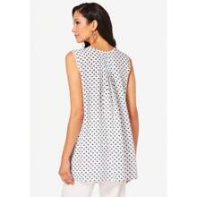 Roaman's Women's Plus Size Pleated Tank - 藍白獎章 - 查看 2