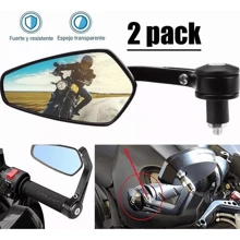 Espejo Universal de Motocicleta, Reflector de Manillar de Motocicleta para Manillar Hueco de 7/8 pulgadas ( 22mm), Anti Vibración y Anti Deslumbramiento - Negro - Ver 2