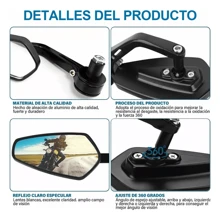Espejo Universal de Motocicleta, Reflector de Manillar de Motocicleta para Manillar Hueco de 7/8 pulgadas ( 22mm), Anti Vibración y Anti Deslumbramiento - Negro - Ver 4