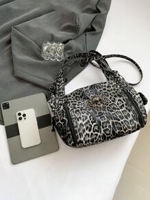 Túi đeo vai Xiuya Y2K dung tích lớn, túi đeo chéo bằng da PU màu đen, phong cách Punk Goth Mỹ, túi xách thiết kế tối giản thời trang. - Đen và trắng - Xem 6