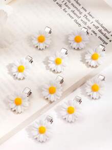 10pcs Teen Lovely White Flower Hair Clips Suitable For Performance, Parties, Holidays And Daily Use - White - View 6